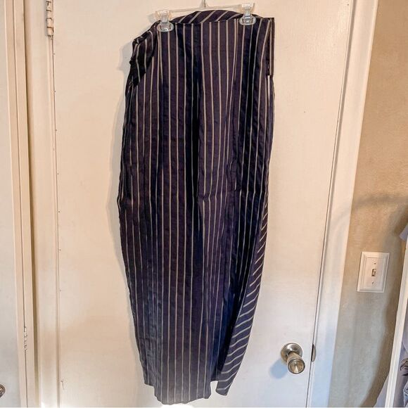 Kimora Lee Simons Striped Maxi Wrap Skirt Navy 6 - Picture 6 of 10